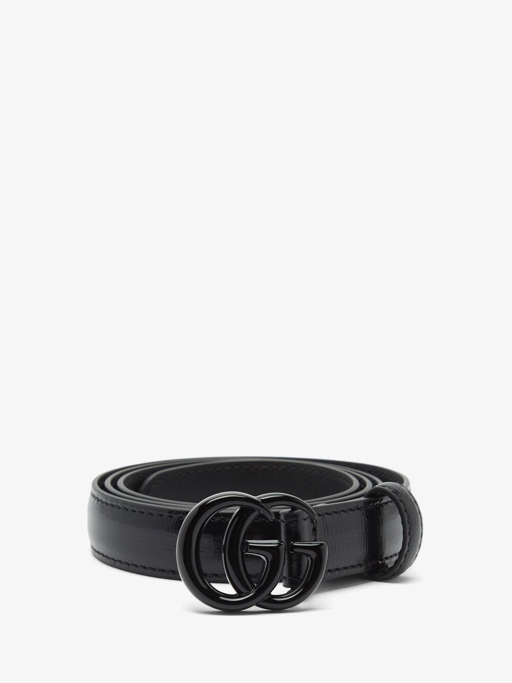 

Зернистый кожаный ремень с логотипом gg Gucci, черный