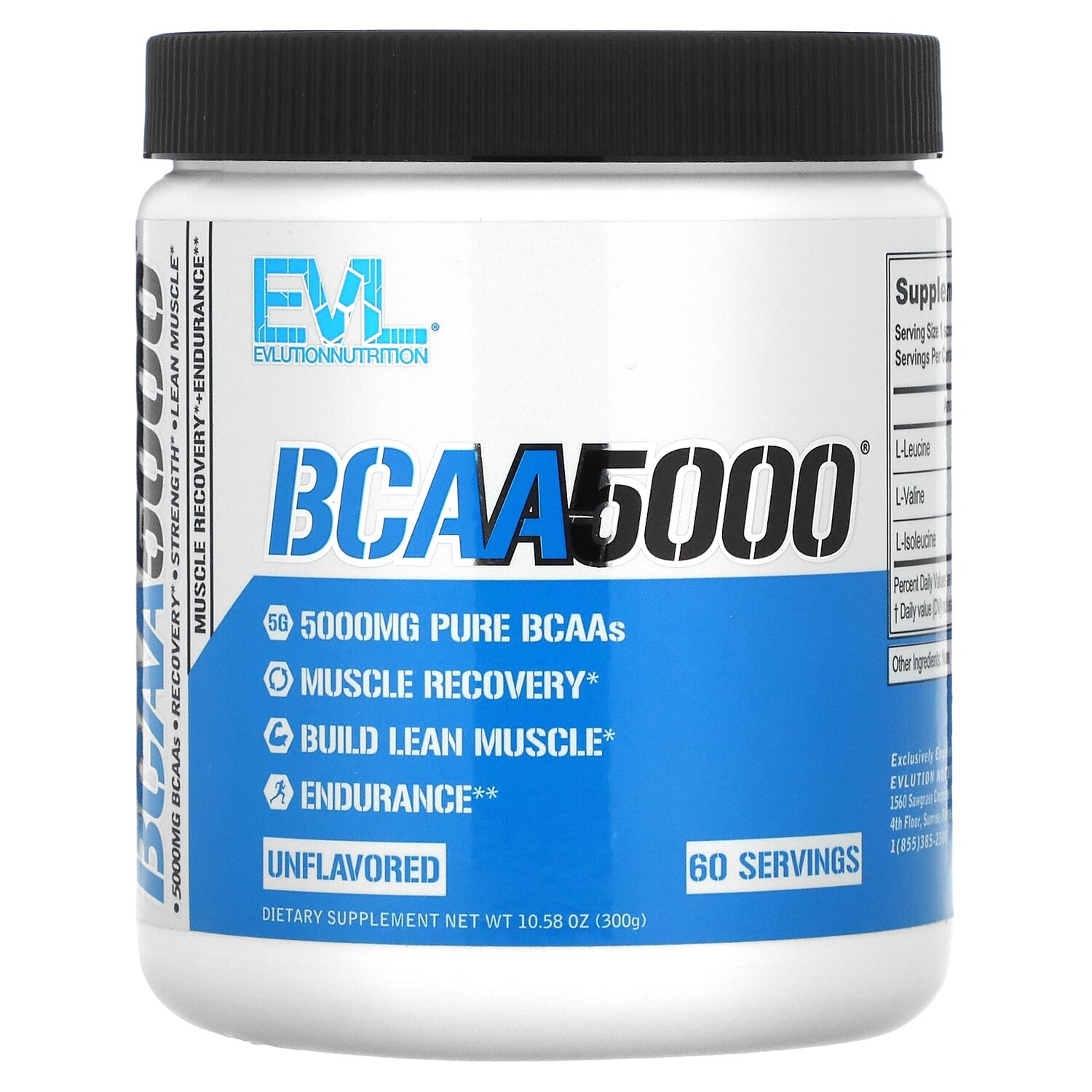 

BCAA5000, без вкусовых добавок, 300 г (10,58 унции), EVLution Nutrition