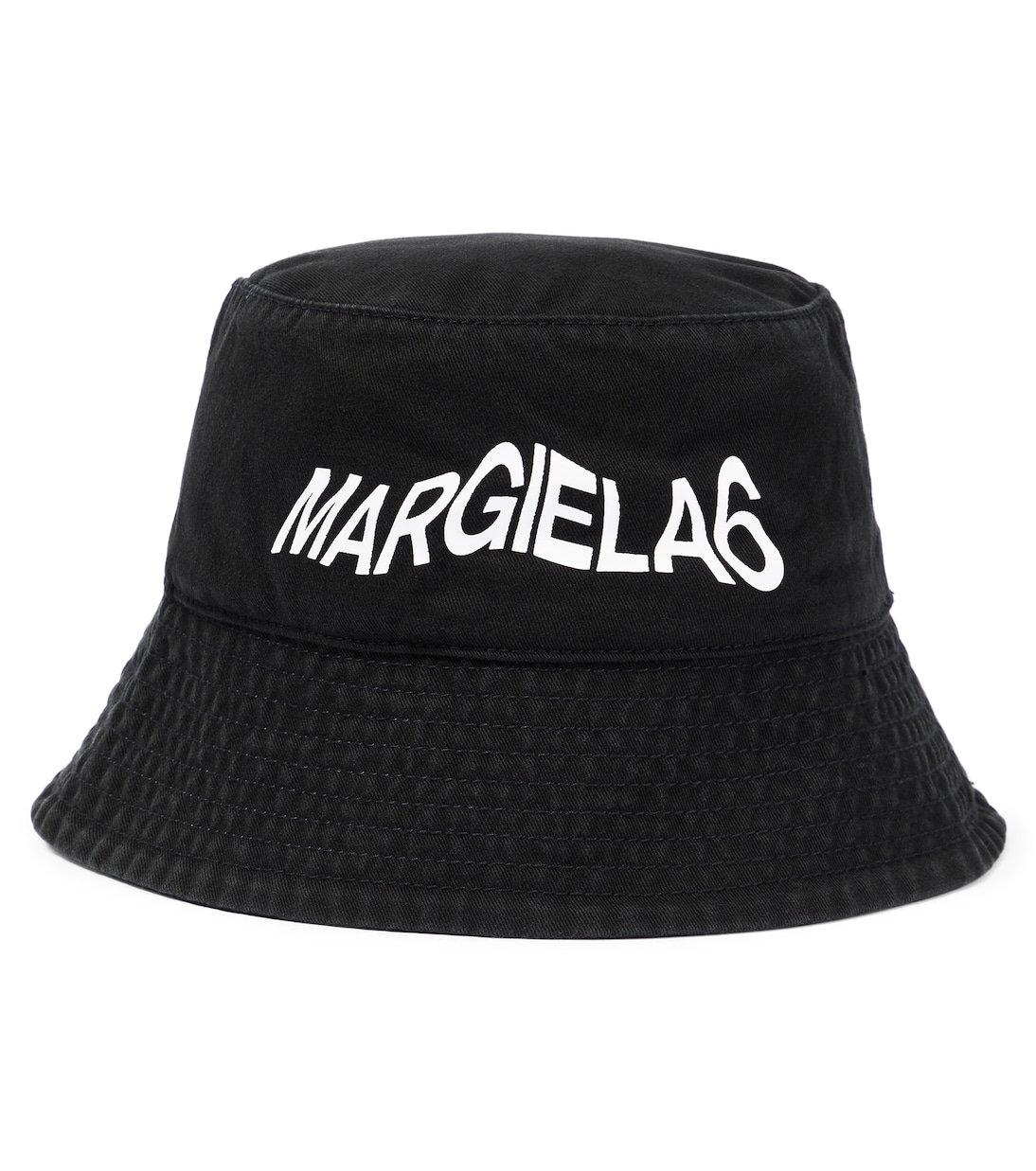 Панама из хлопка с логотипом Mm6 Maison Margiela Kids, черный mm6 maison margiela серебристый широкий браслет