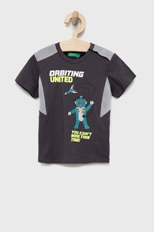 

Детская хлопковая футболка United Colors of Benetton, серый