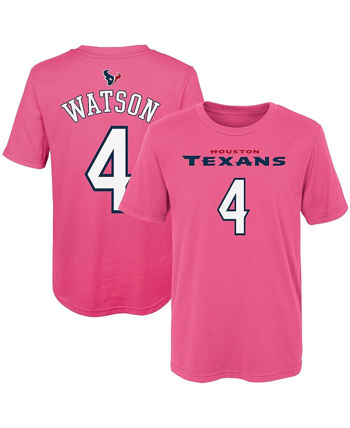 Розовая футболка с именем и номером игрока Deshaun Watson для девочек дошкольного возраста Houston Texans Player Mainliner Outerstuff, розовый