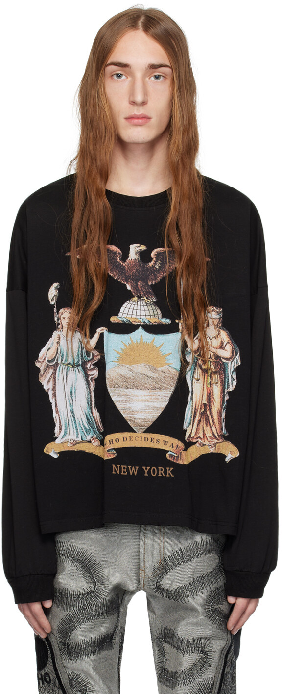 

Черная футболка с длинным рукавом Crest Who Decides War, Черный