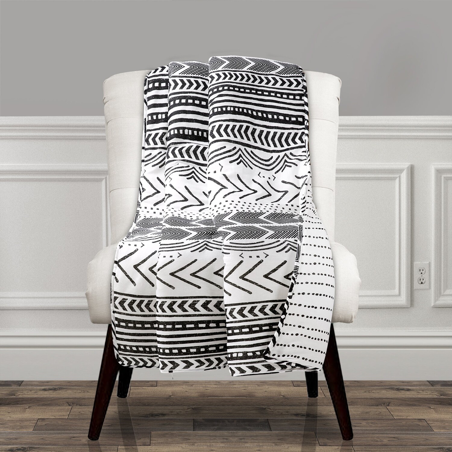 

Хюгге Гео Плед Lush Decor, цвет Black_White