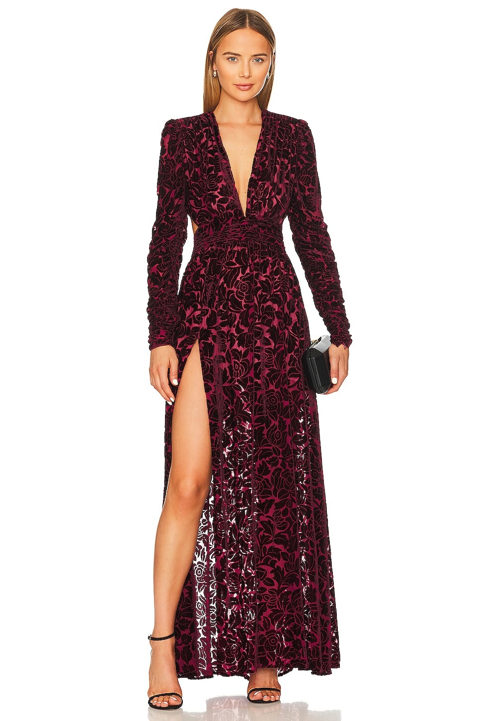 

Платье макси Bronx and Banco Velvet V-Neck, цвет Burgundy