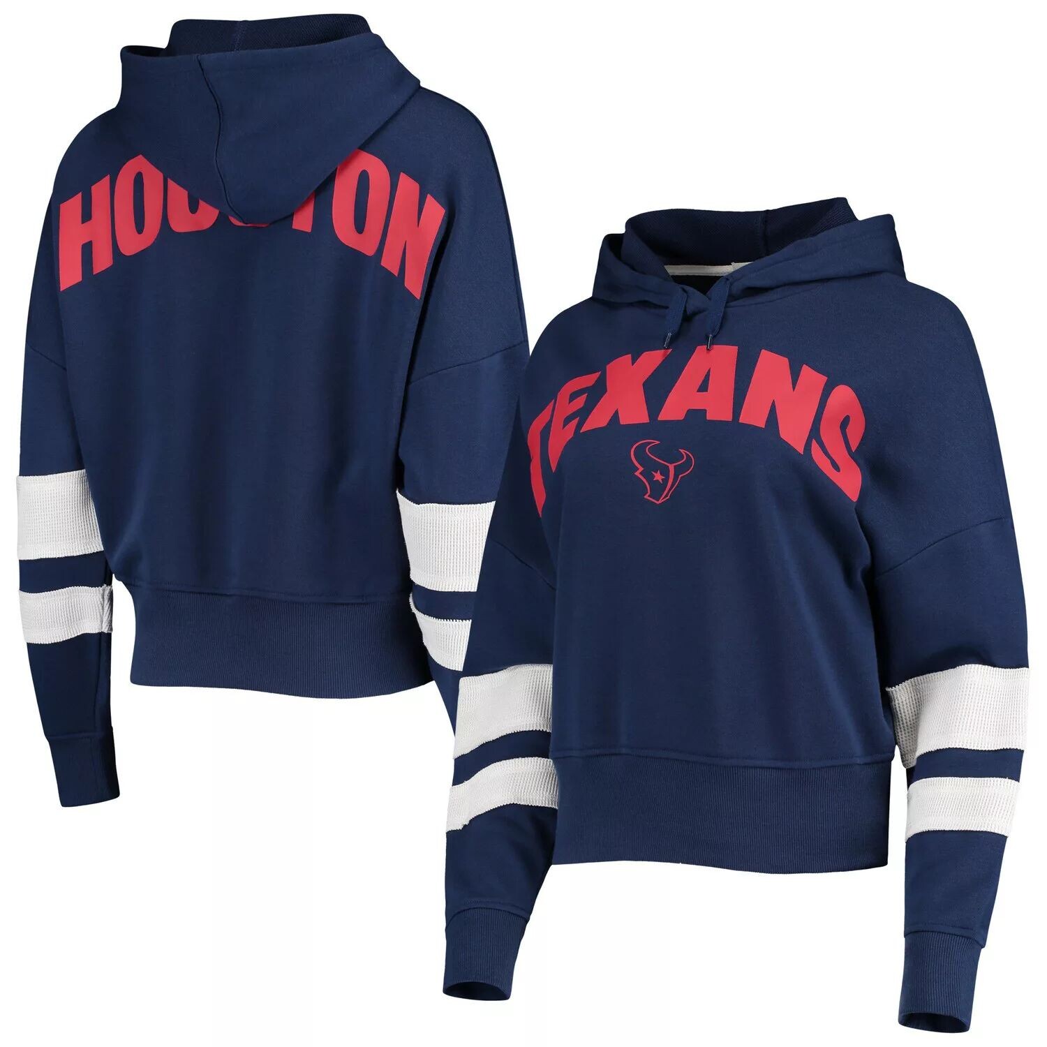 

Женский пуловер с капюшоном в полоску Houston Texans темно-синего/белого цвета Junk Food