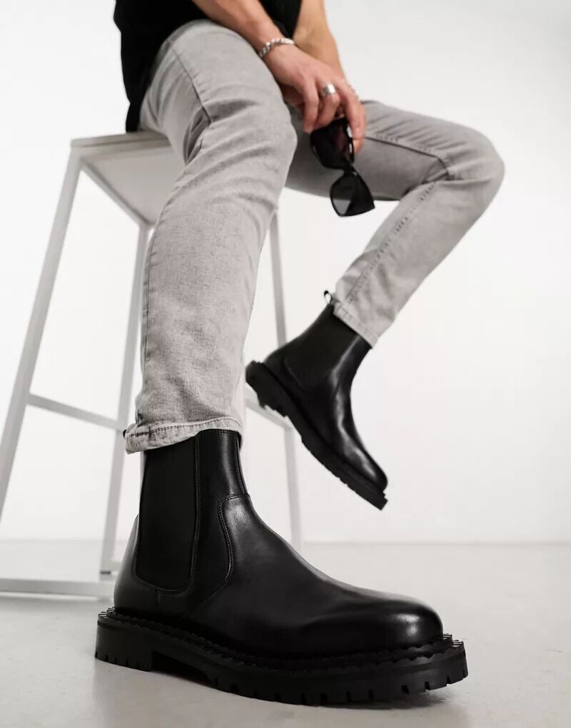

Черные кожаные ботинки челси Walk London Jagger