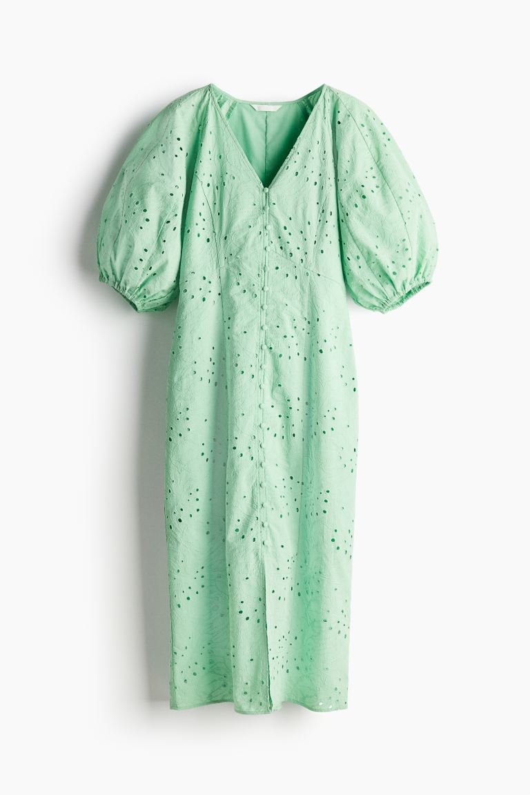 Платье с английской вышивкой H&M, зеленый толстовка с английской вышивкой h