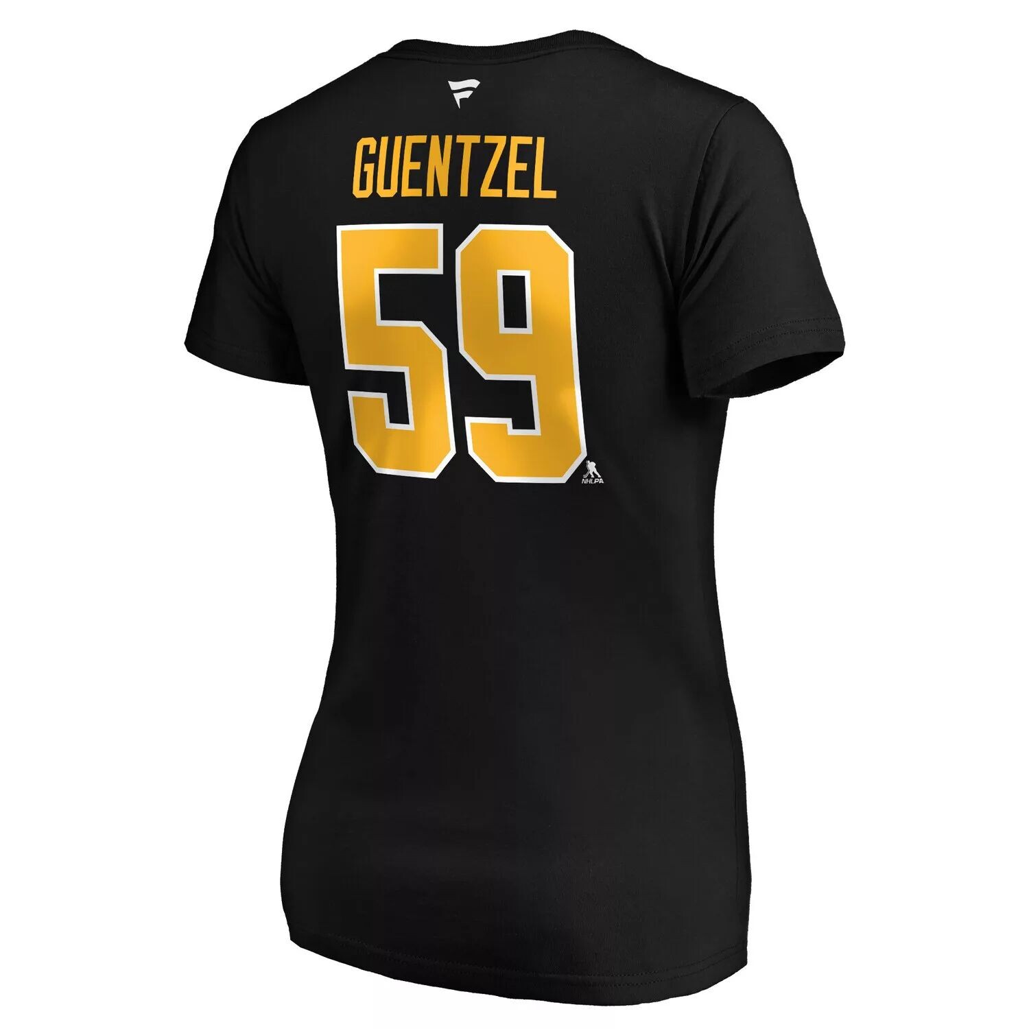 

Женская футболка Fanatics с фирменным логотипом Jake Guentzel, черная футболка команды Pittsburgh Penguins с аутентичным названием и номером Stack с v-образным вырезом Fanatics