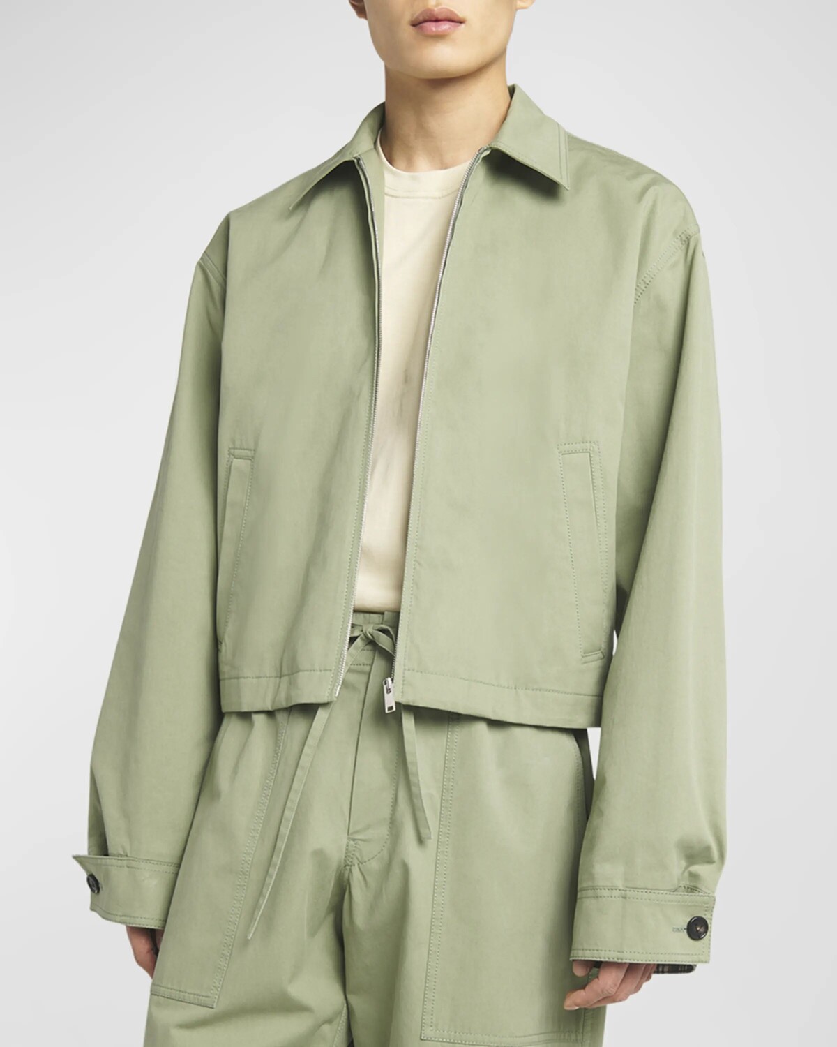 

Мужская легкая куртка-блузон из хлопкового твила Bottega Veneta, цвет Palm