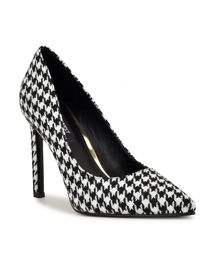 

Женские туфли-лодочки Tatiana на шпильке с острым носком Nine West, цвет Black White Houndstooth- Textile