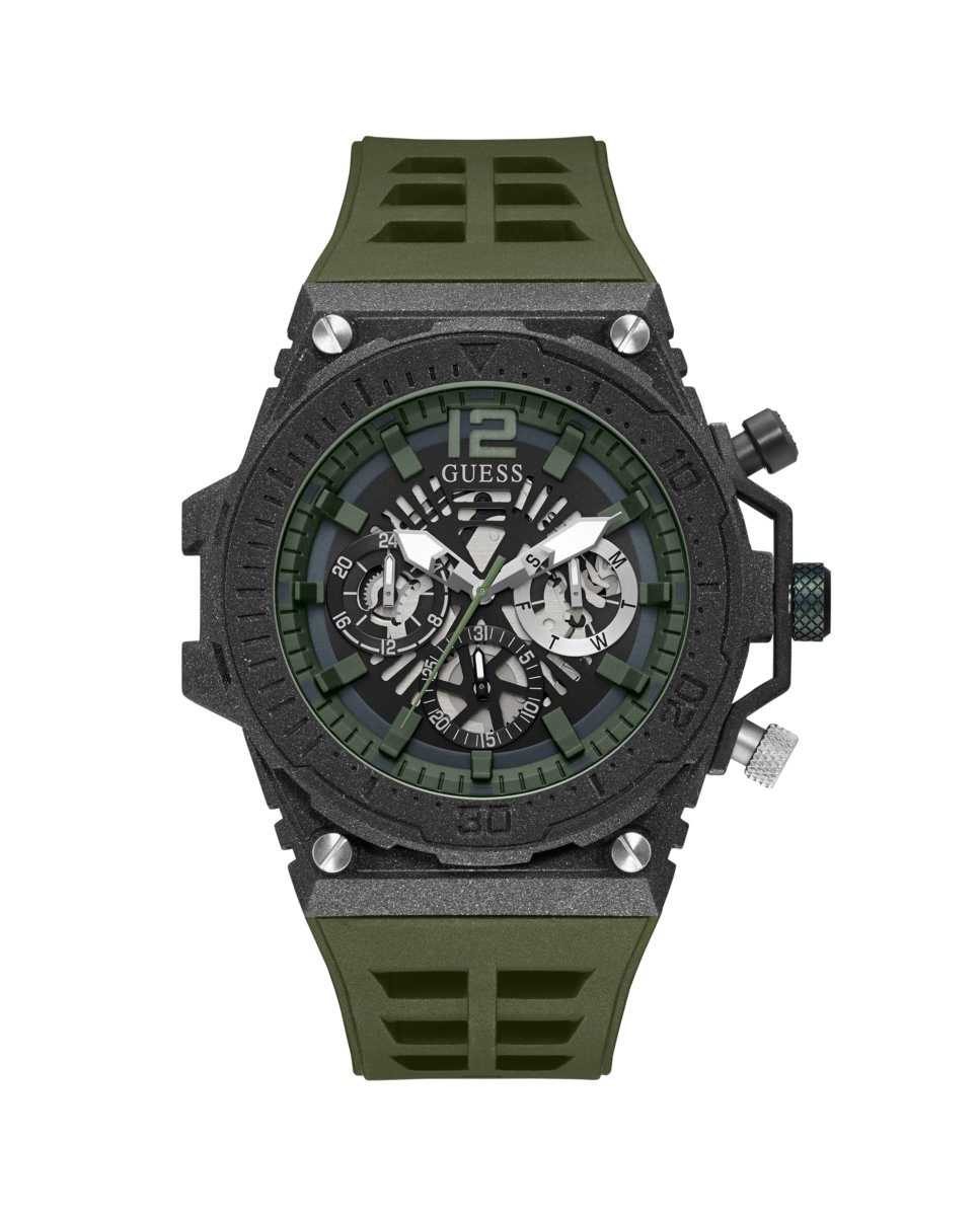 Мужские часы Exposure GW0325G2 из силикона и зеленого ремешка Guess, зеленый