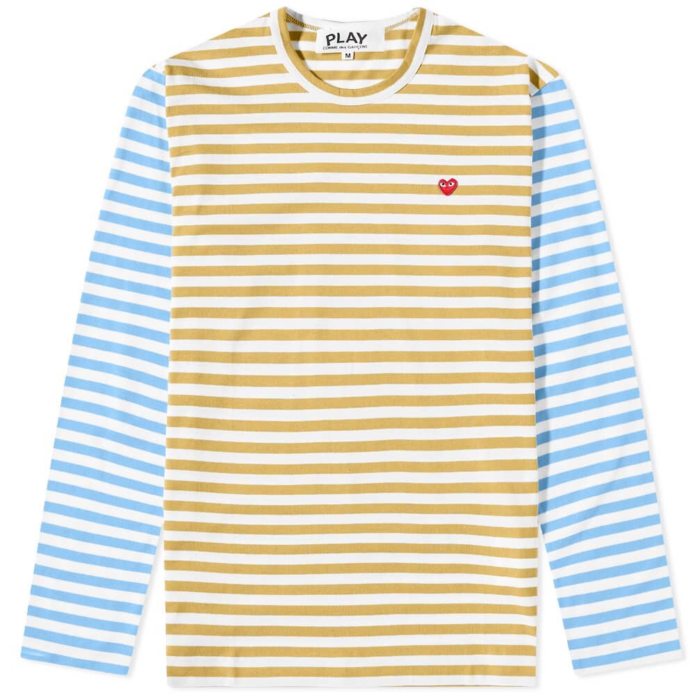 

Двухцветная футболка Comme des Garcons Play в полоску с длинными рукавами