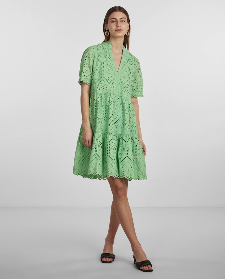 Короткое вырезанное женское платье Yas короткое платье с v образным вырезом из 100% органического хлопка yas зеленый