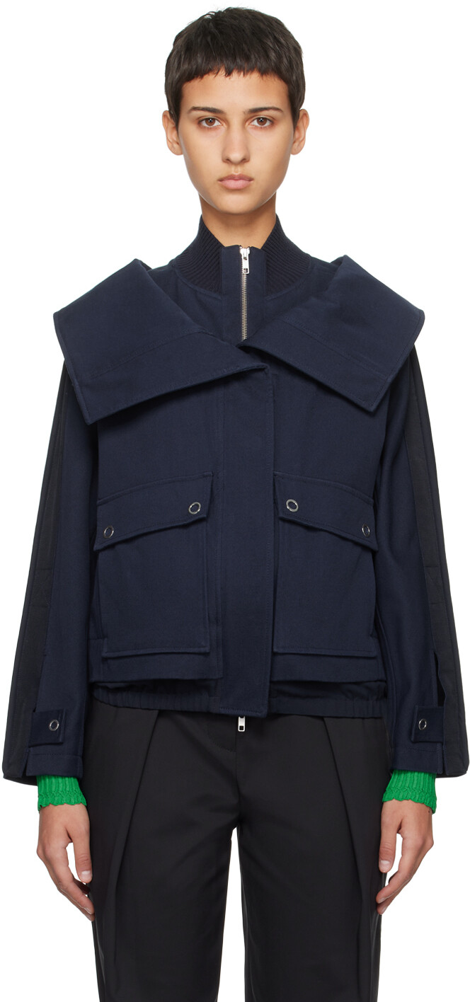 

Темно-синий бомбер с двойным воротником 3.1 Phillip Lim