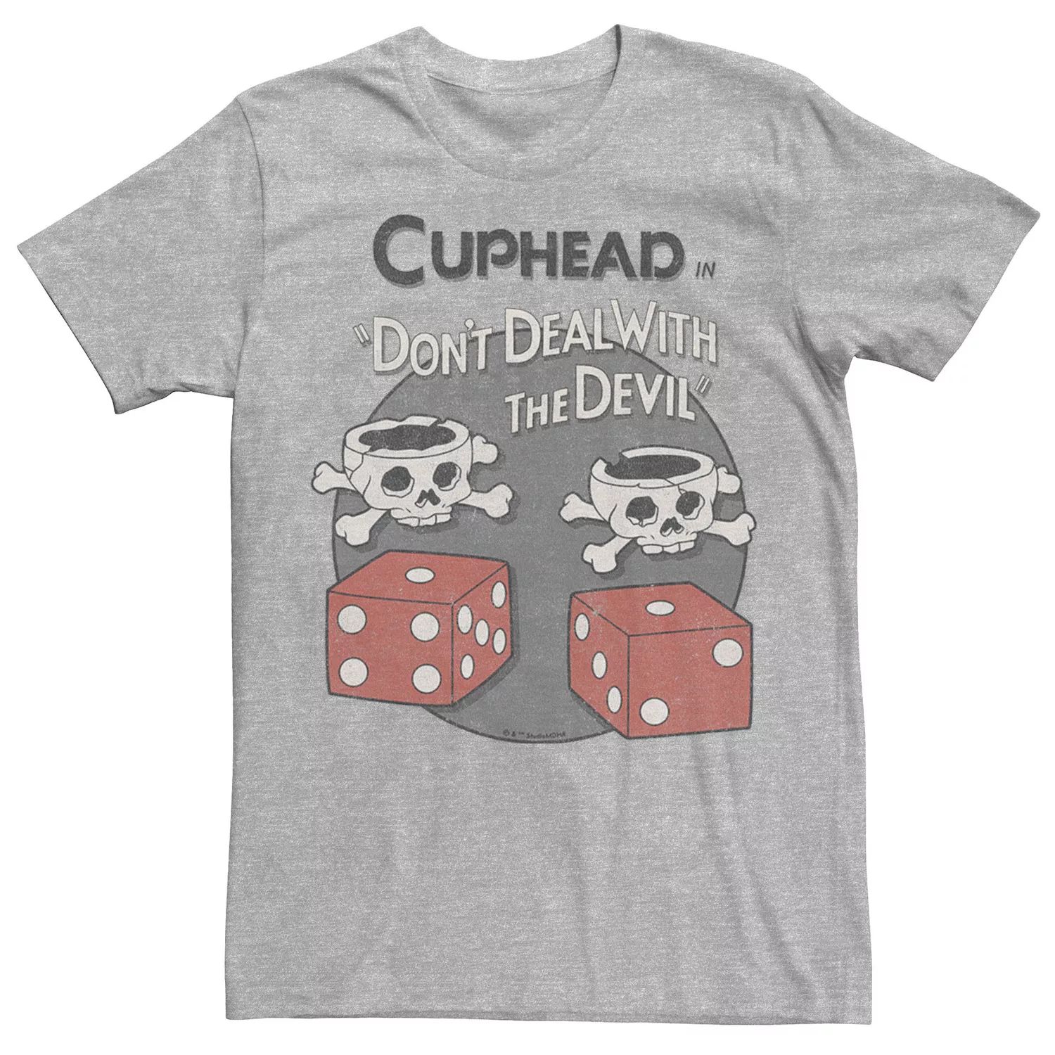Мужская футболка с рисунком Cuphead Bones и Devil Dice Licensed Character