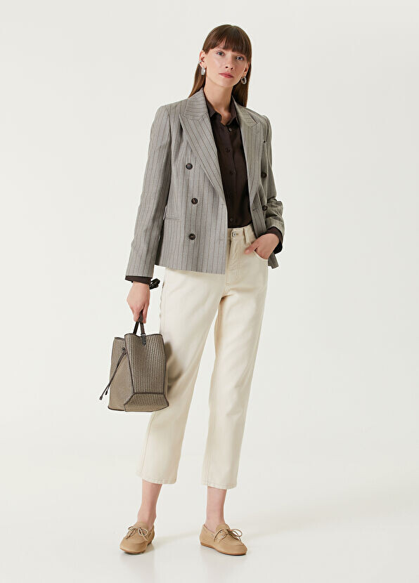 

Укороченные прямые джинсы Brunello Cucinelli, экрю