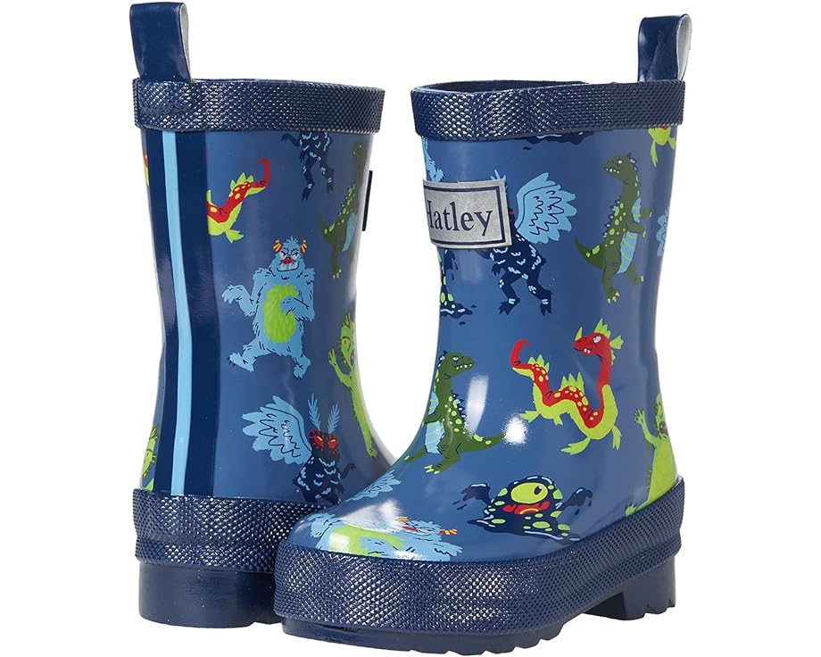 Ботинки Hatley Creepy Cryptids Shiny Rain Boots, синий ботинки hatley shiny rain boots темно синий
