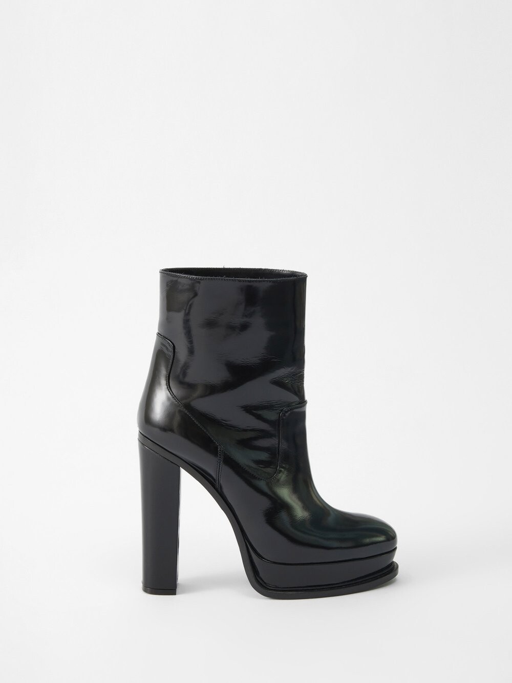

Кожаные ботильоны на платформе 120 Alexander McQueen, черный