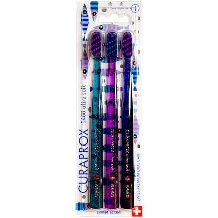 

CURAPROX Limited Edition 5460 Ультрамягкая зубная щетка, тройная упаковка, дизайн Fish Ocean