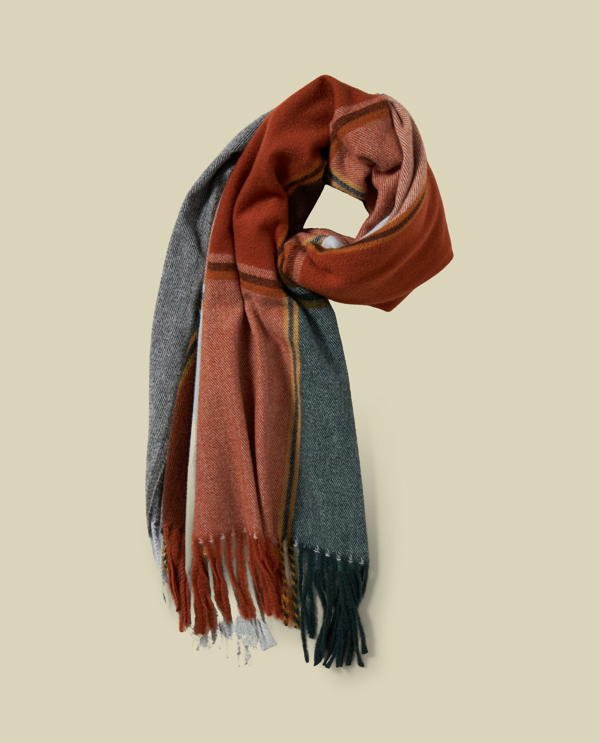 Разноцветный женский шарф, светло-коричневый