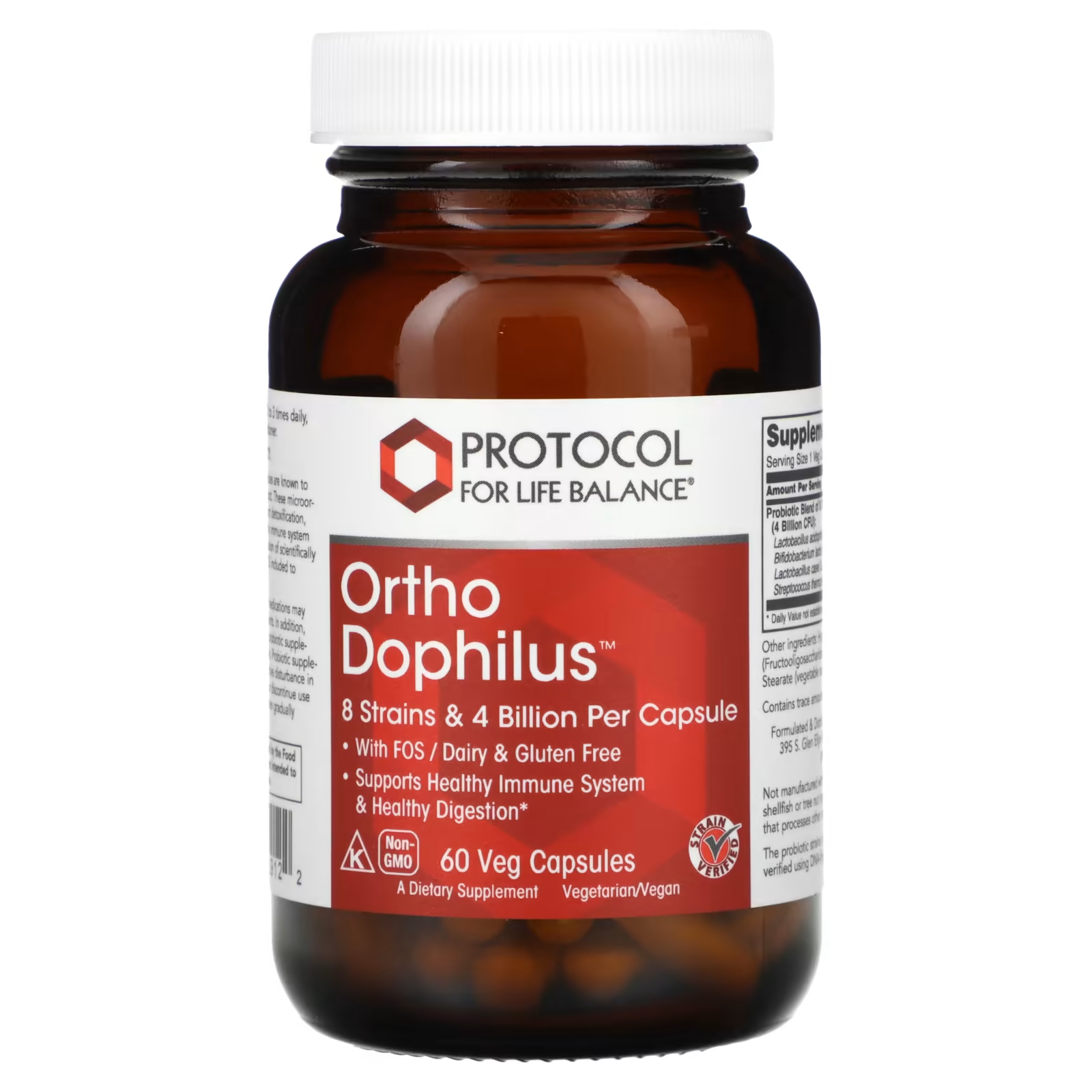 Ortho Dophilus 60 растительных капсул Protocol for Life Balance protocol for life balance серрапептаза 60 000 60 растительных капсул
