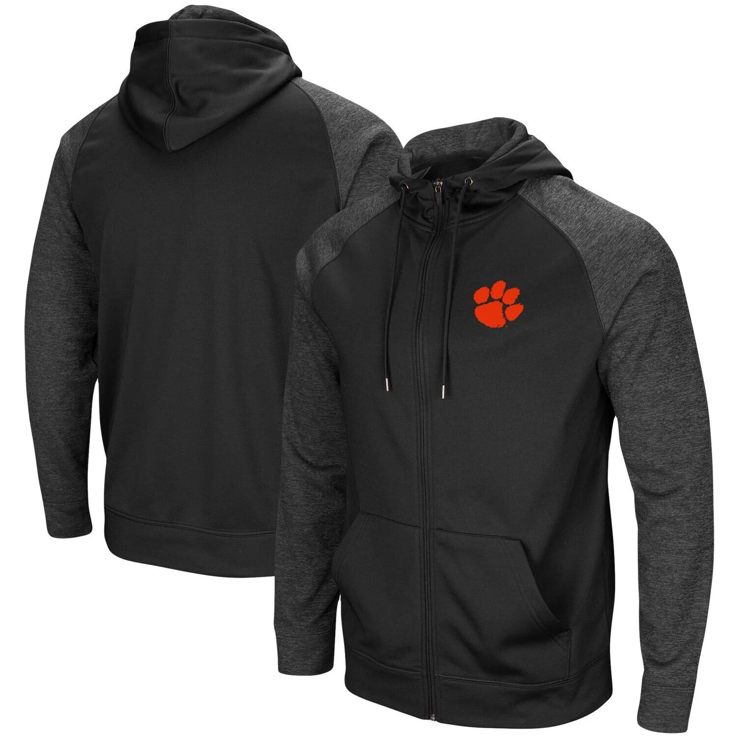 

Мужская черная толстовка с капюшоном Clemson Tigers Big & Tall Blackout с молнией во всю длину реглан Colosseum, Черный