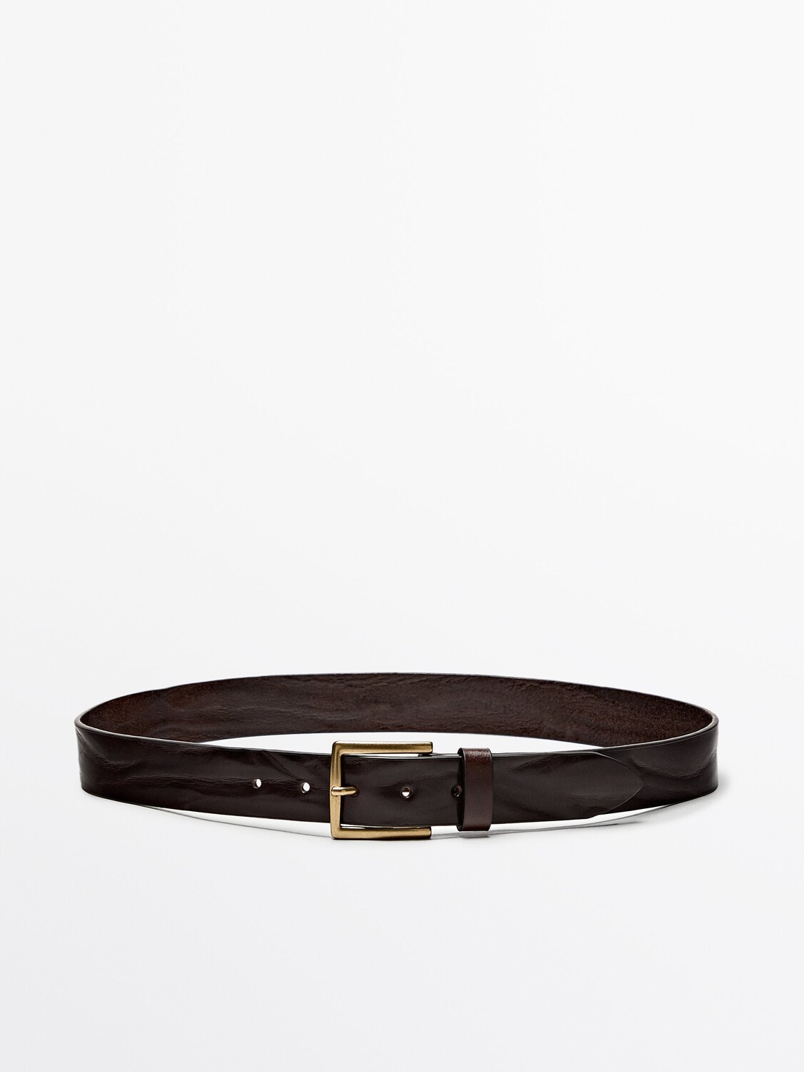 

Кожаный ремень с эффектом потертости Massimo Dutti, коричневый