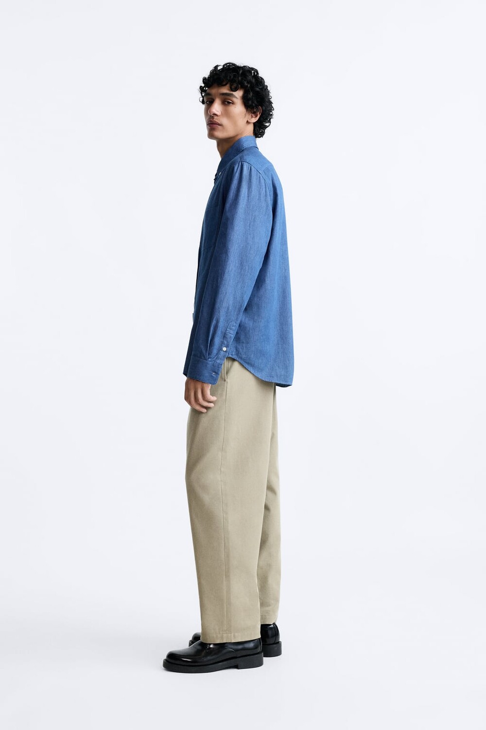 

Кожаные туфли на шнуровке ZARA, черный
