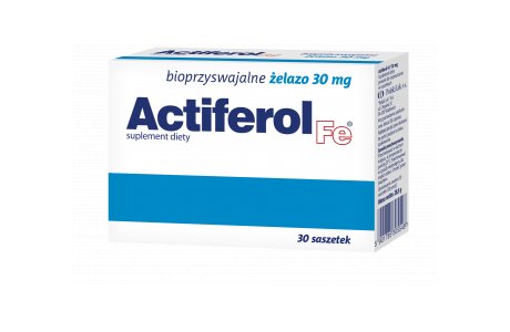 цена Актиферол Fe, 30 мг, пищевая добавка, 30 пакетиков Polski Lek