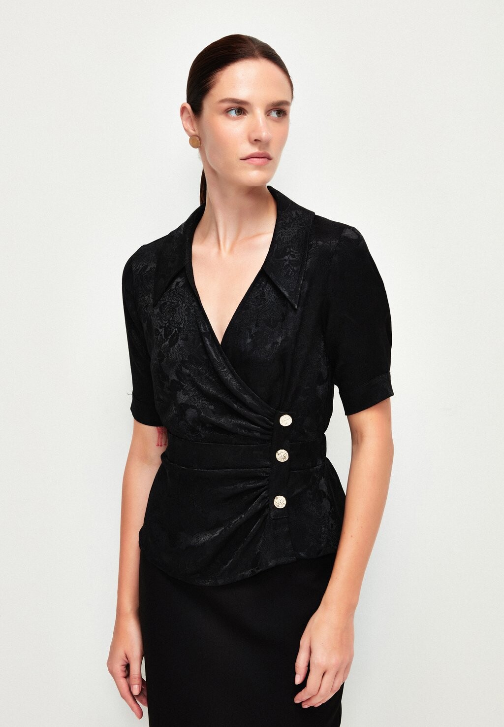 

Блузка Shirred Short Sleeve adL, черный