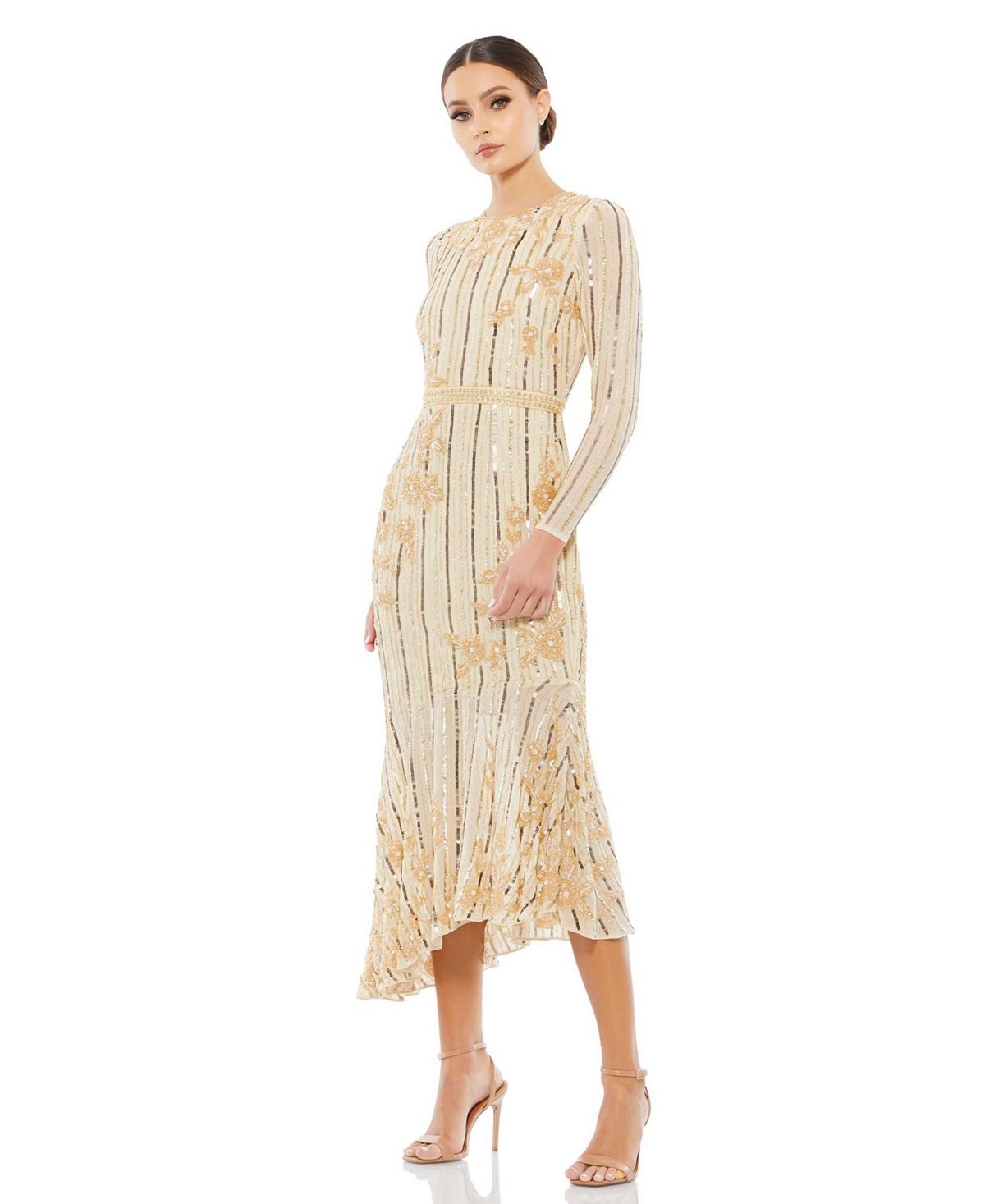 Женское платье чайной длины с длинными рукавами MAC DUGGAL