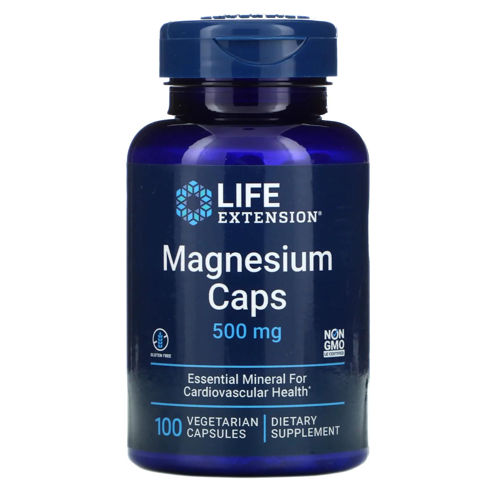 Life Extension Магниевые капсулы 500 мг 100 вегетарианских капсул магниевые капсулы life extension 500 мг 100 капсул