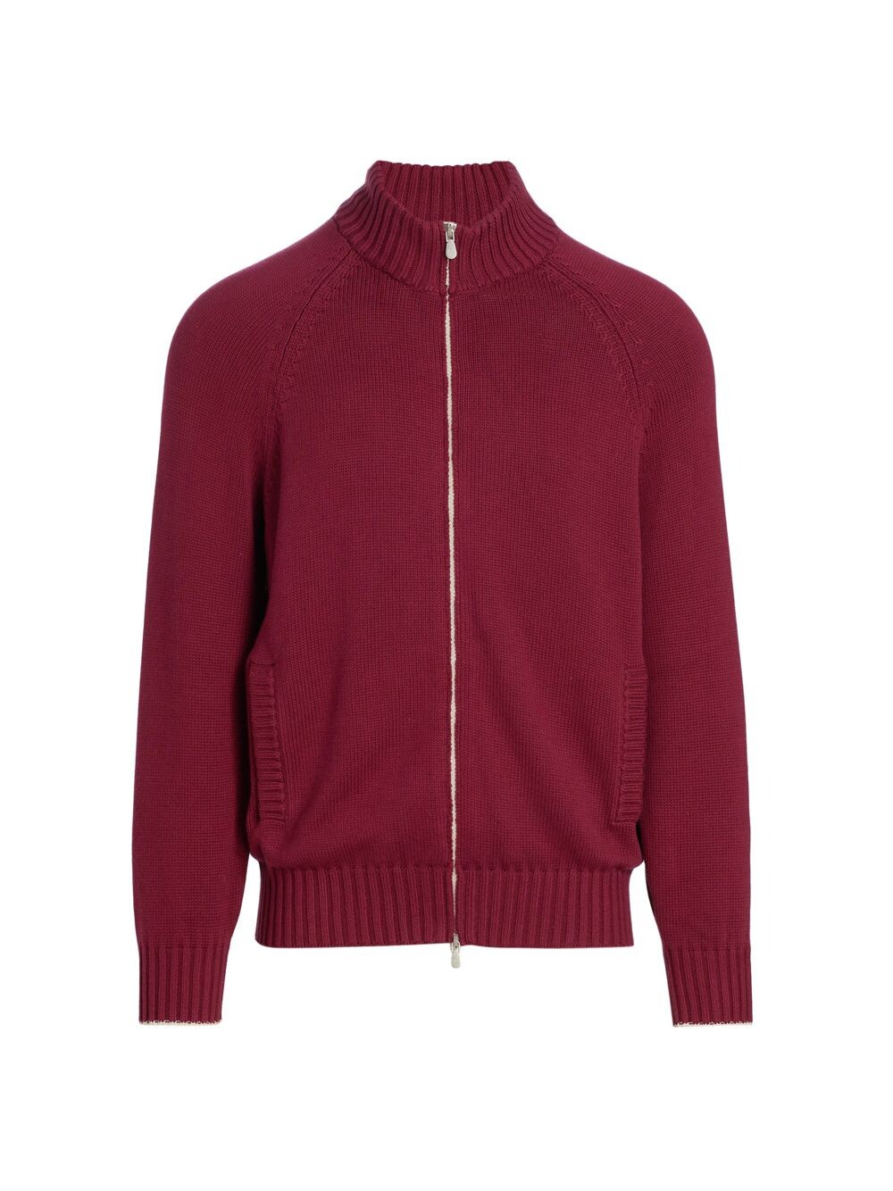 

Хлопковый кардиган на молнии Brunello Cucinelli, бордовый