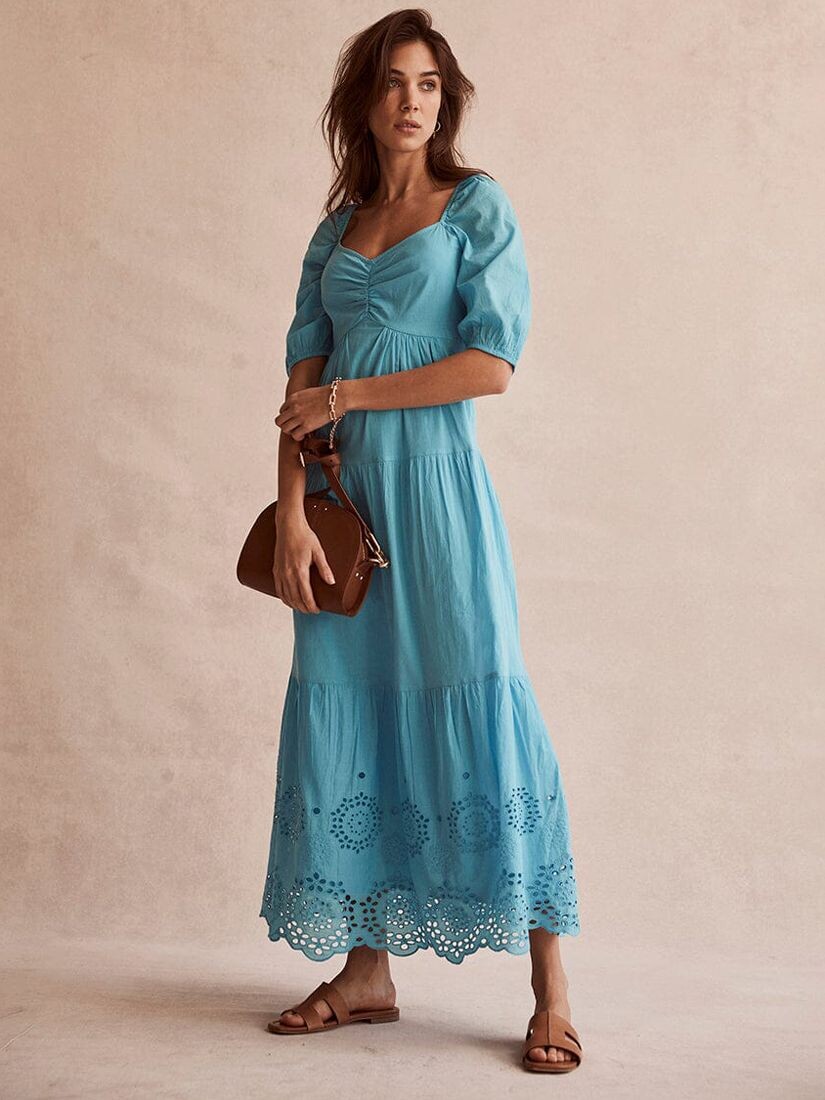 

Платье макси Mint Velvet Broderie Anglaise, синее