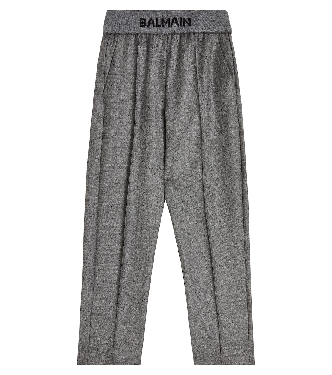 Шерстяные брюки с логотипом Balmain Kids, серый