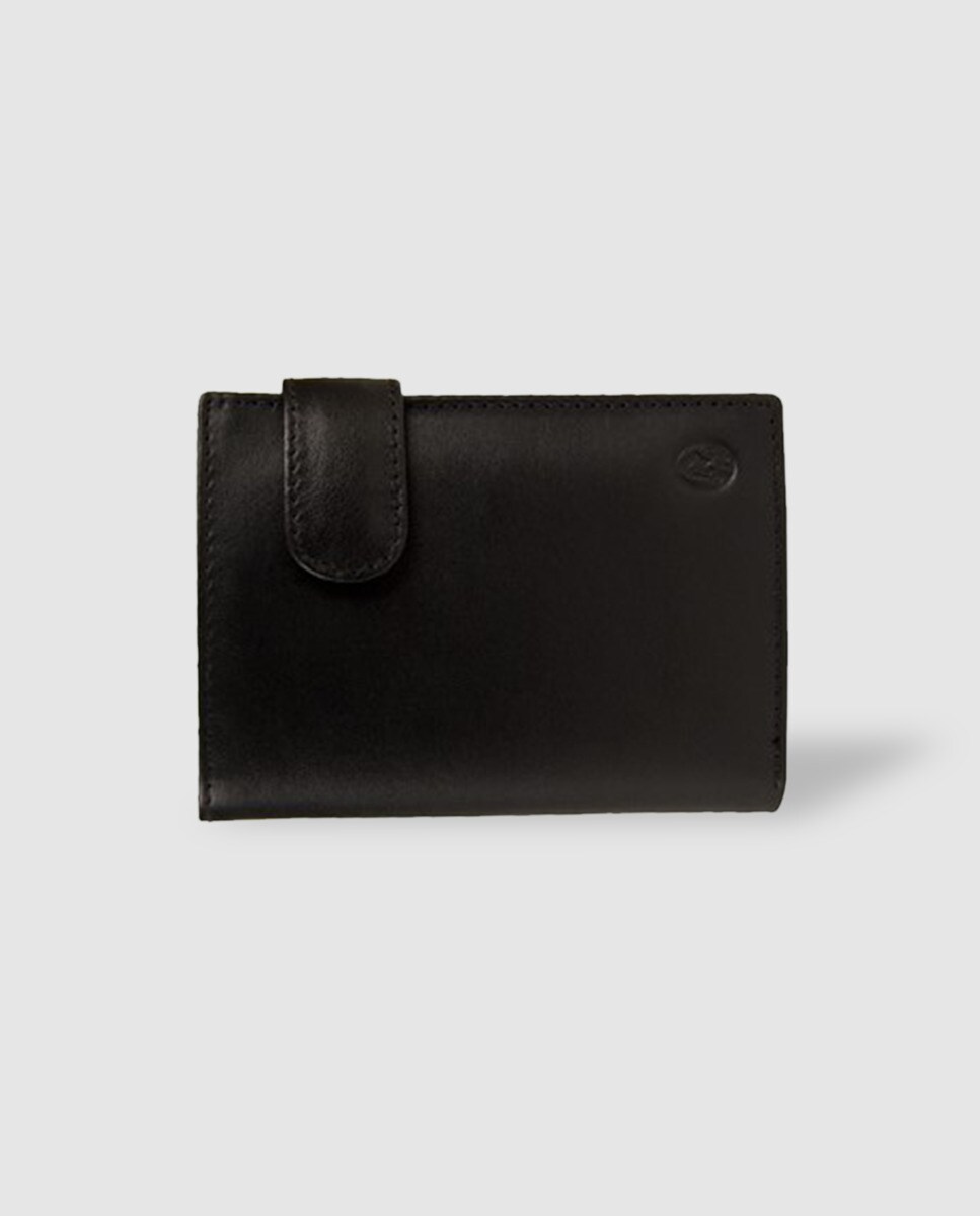 Черный кожаный кошелек с петлей El Potro, черный черный кожаный кошелек с внешним портмоне el potro черный