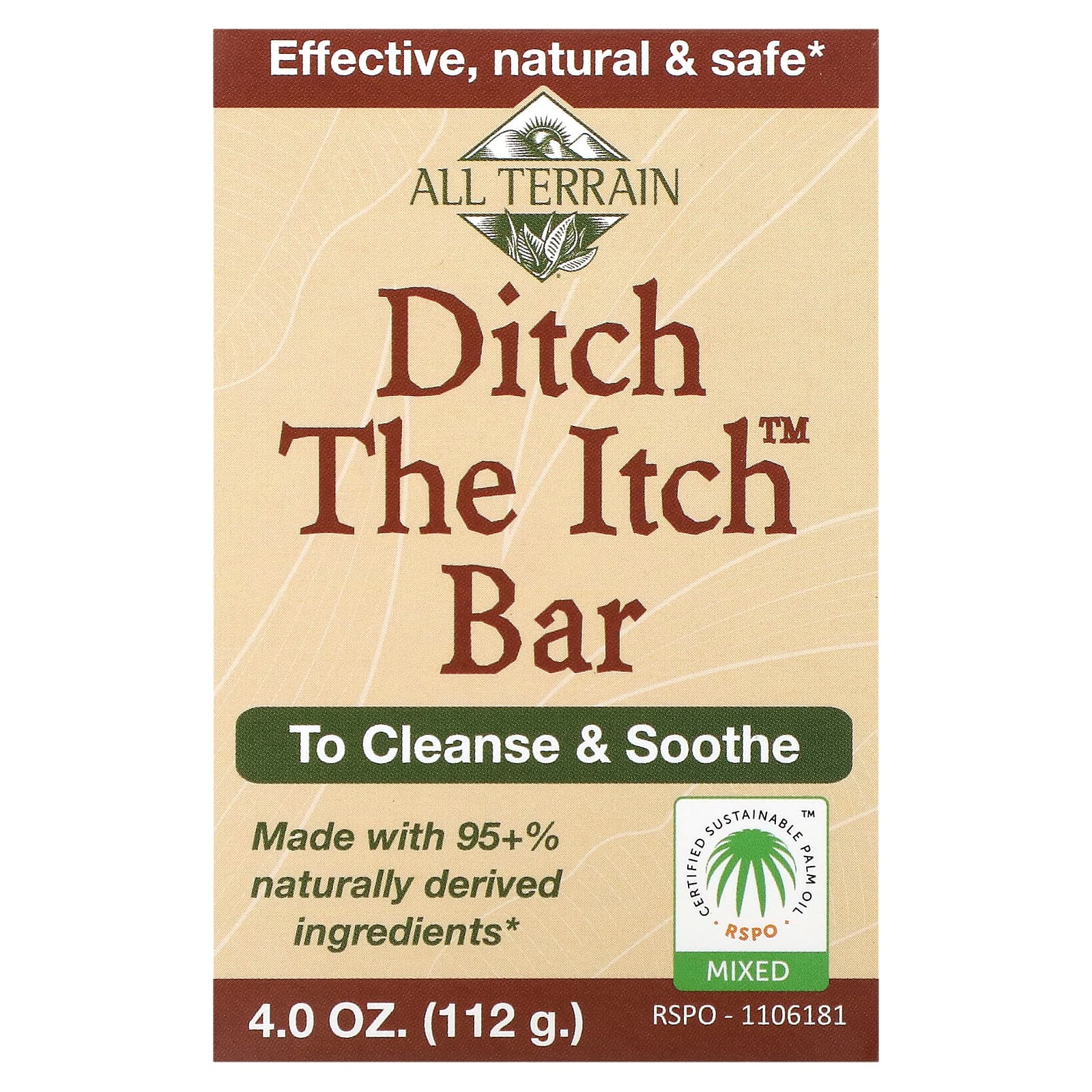 All Terrain Кусковое мыло Ditch The Itch 4 унции all terrain ditch the itch cream крем для защиты кожи с коллоидной овсянкой 1% 59 мл 2 жидк унции