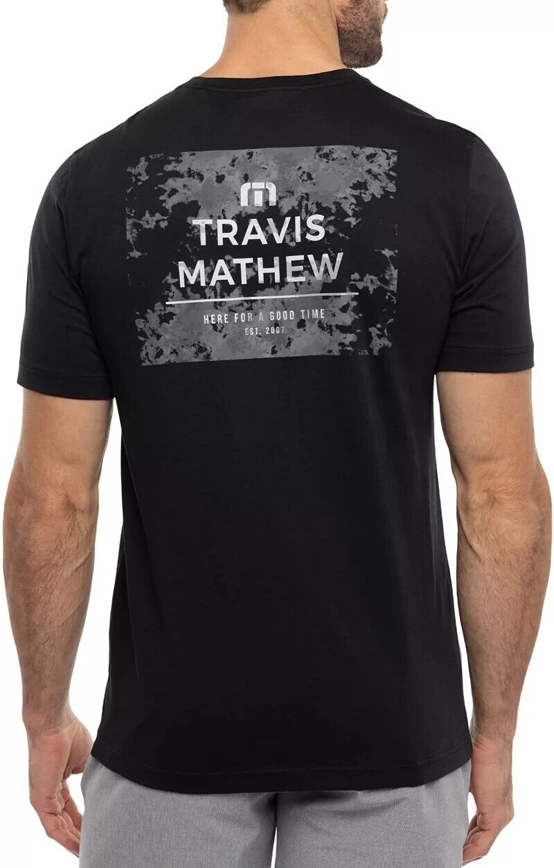 

Мужская футболка для гольфа с графическим рисунком TravisMathew Action Plan, черный