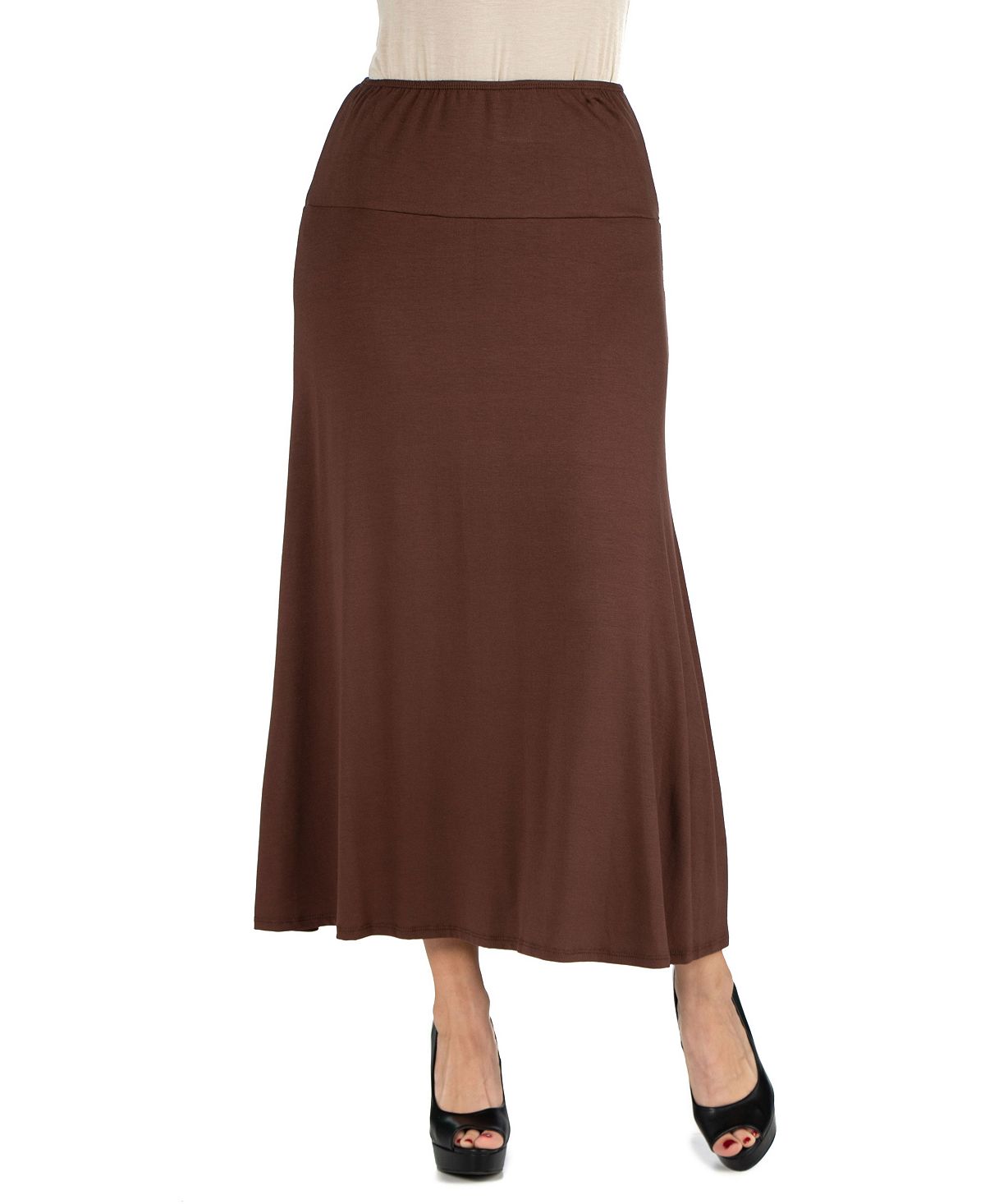 цена Женская макси-юбка с эластичной резинкой на талии 24seven Comfort Apparel, коричневый