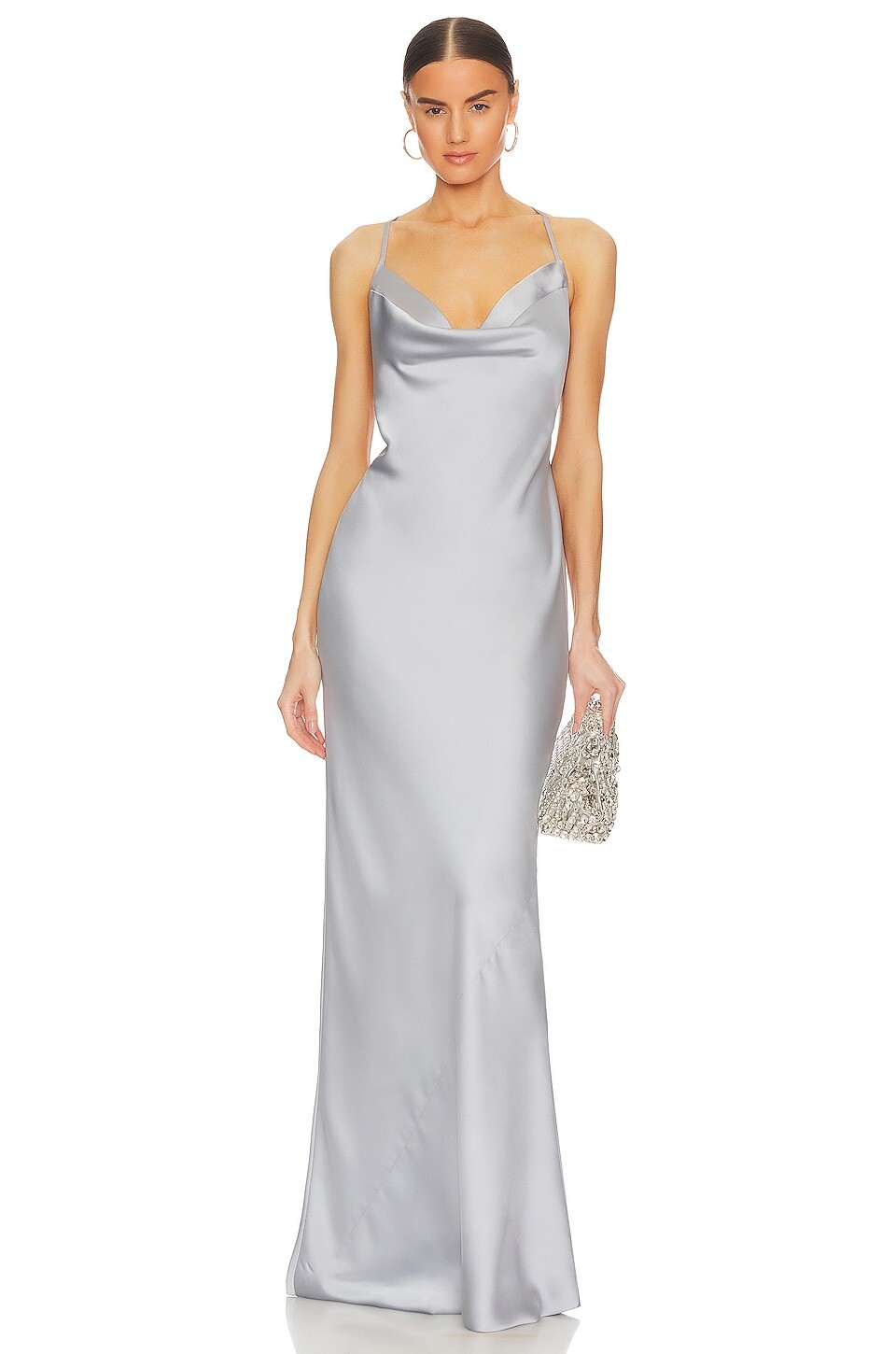 

Платье Norma Kamali Cross Back Bias Gown, серебряный