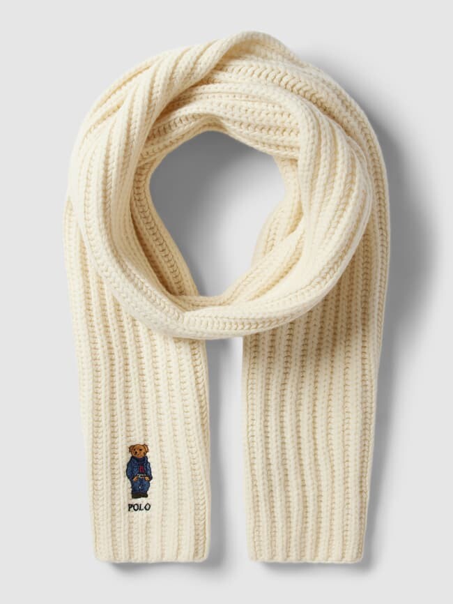 

Шарф со структурным узором модель "МЕДВЕДЬ" Polo Ralph Lauren, молочный