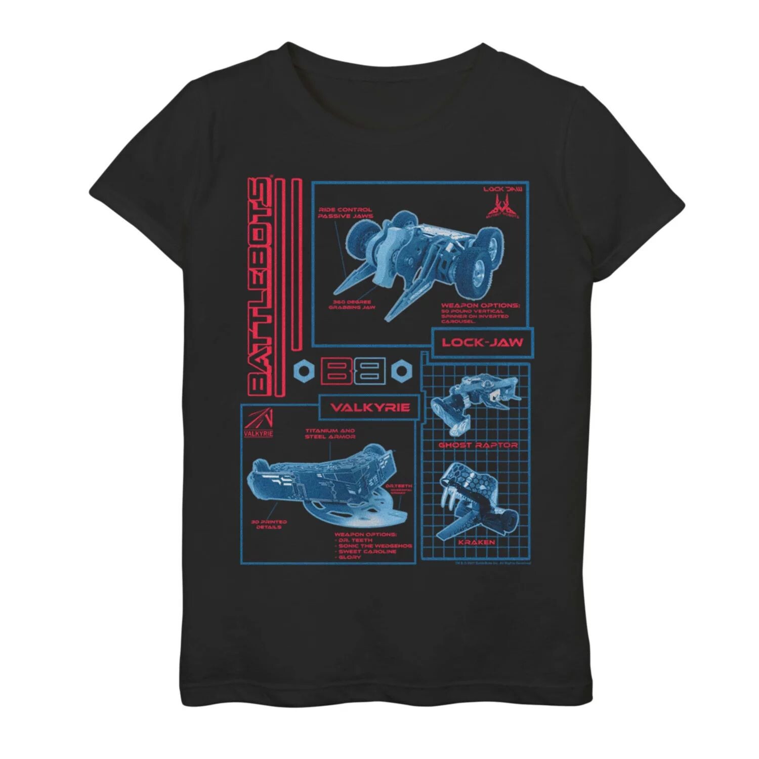 

Футболка BattleBots Schematics с коллажем и графикой для девочек 7–16 лет Licensed Character