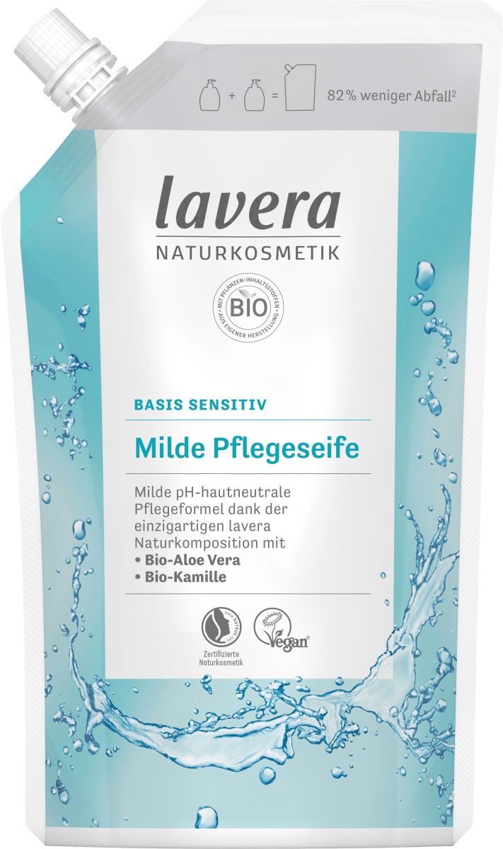 Жидкая мыльная основа для чувствительной кожи с органическим алоэ вера и amp Органическая ромашка сменная упаковка 500мл lavera