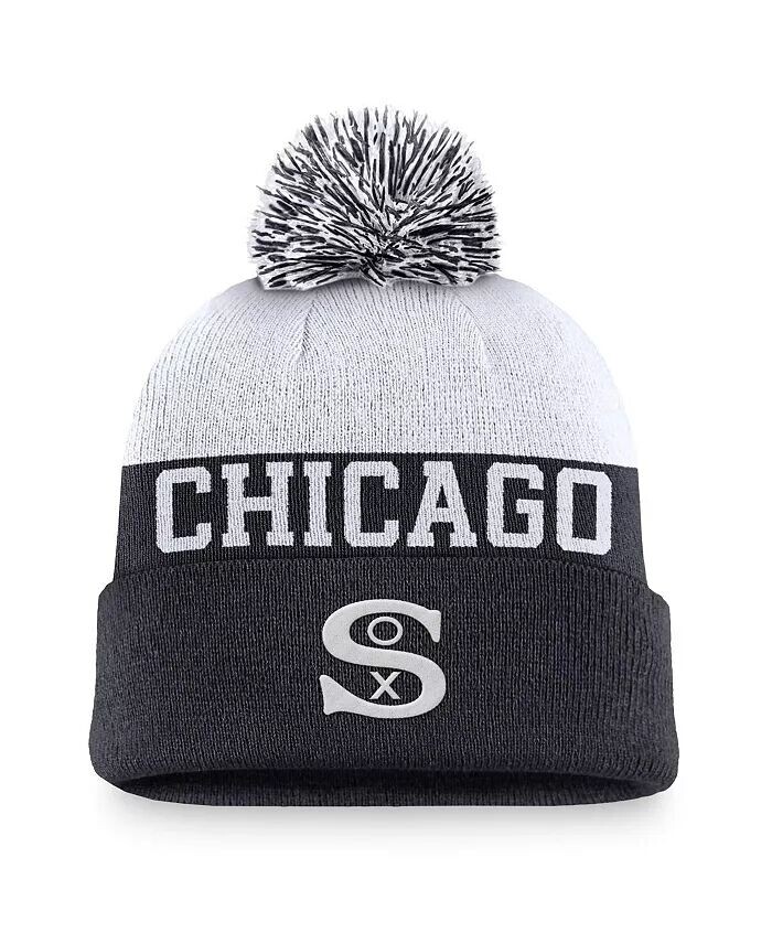 

Мужская темно-синяя вязаная шапка с манжетами и помпоном Chicago White Sox Rewind Peak Nike, синий