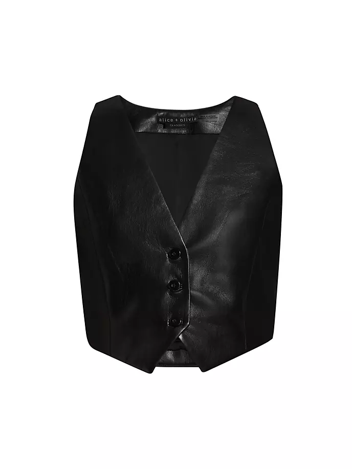 

Кожаный топ Donna Vegan Alice + Olivia, черный