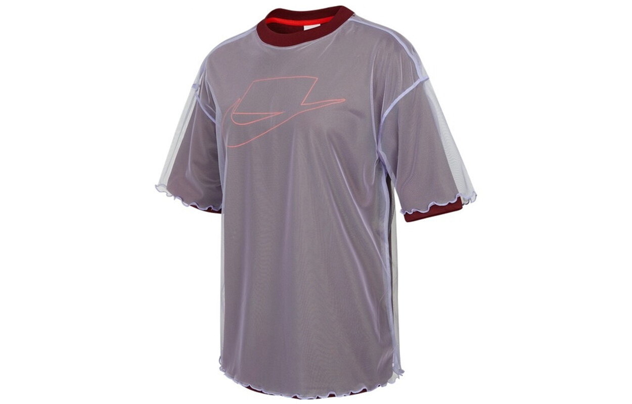

Футболка Nike Wmns As Nsw Tulle Ss Nsw Fake Two, фиолетовая