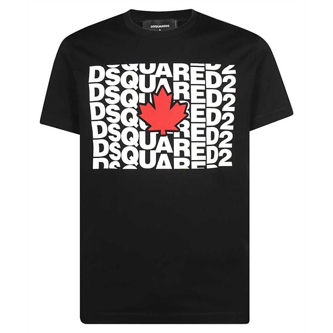 Черная футболка с логотипом и флагом Dsquared2, черный фото