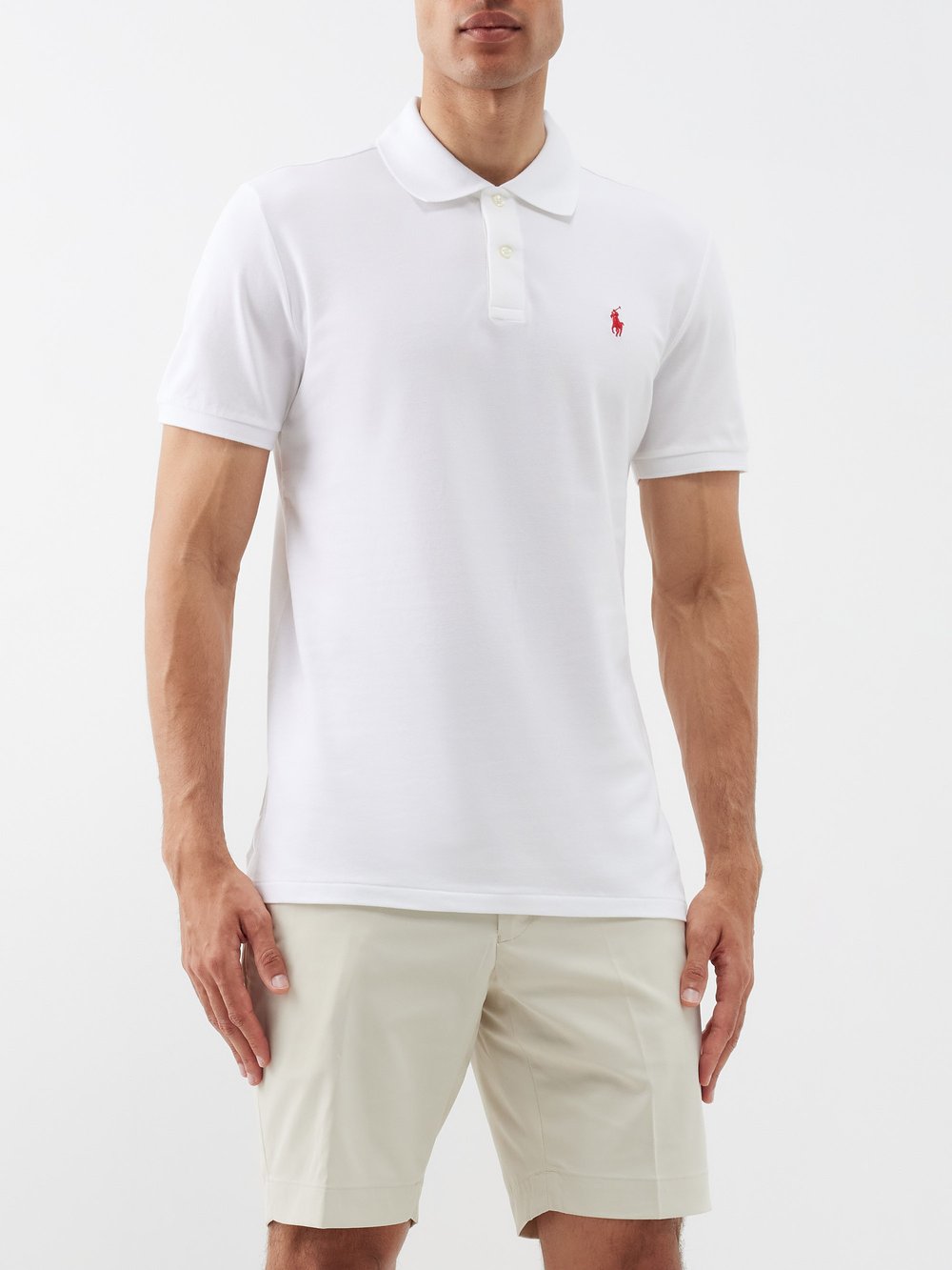 Рубашка-поло из хлопкового пике с вышитым логотипом Polo Ralph Lauren, белый мужская толстовка polo ralph lauren embroidered polo pony hoodie серый размер s