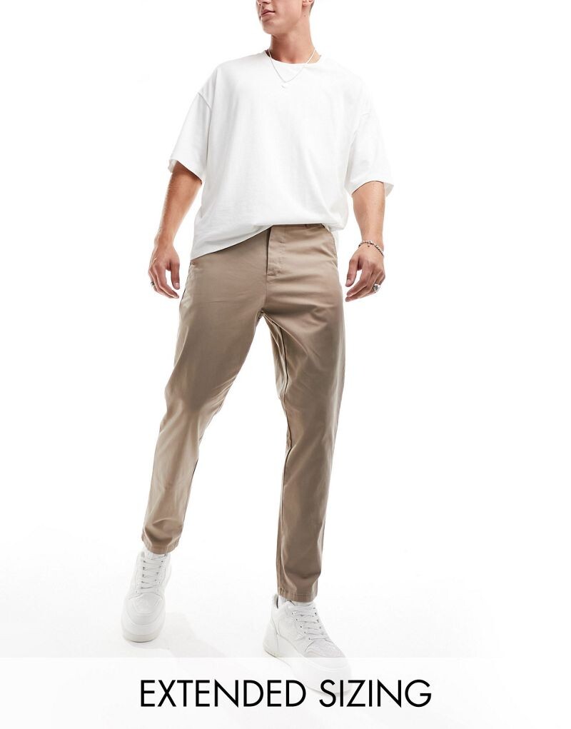 ASOS DESIGN – бежевые зауженные брюки чинос