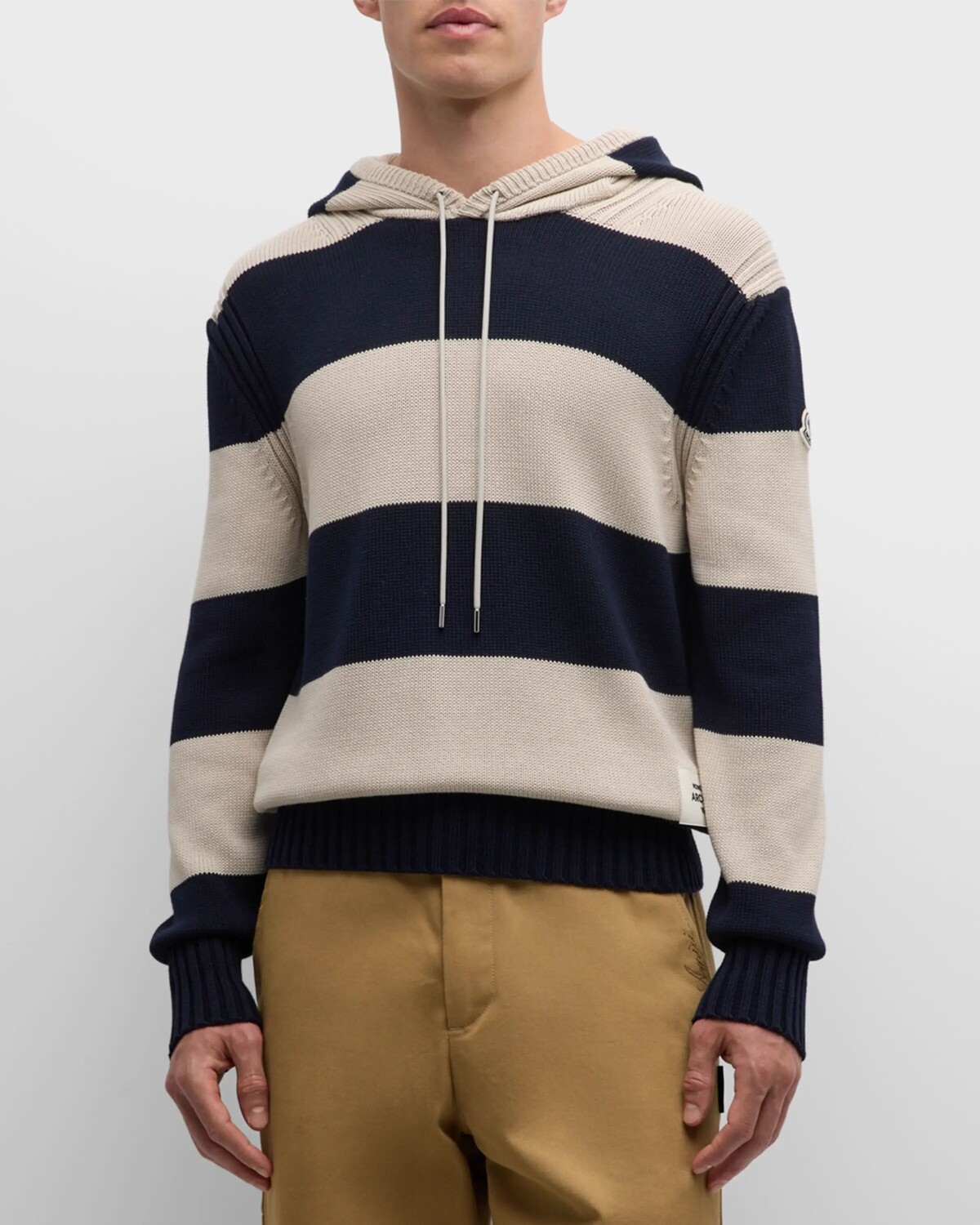 

Мужская трикотажная толстовка в хлопковую полоску Moncler, цвет Dark Blue